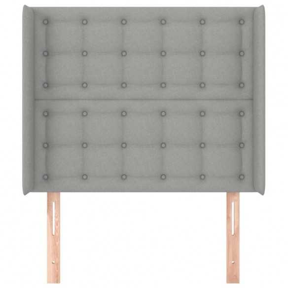 Tête de lit avec oreilles Gris clair 103x16x118/128 cm Tissu