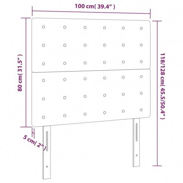 Tête de lit à LED Gris clair 100x5x118/128 cm Tissu