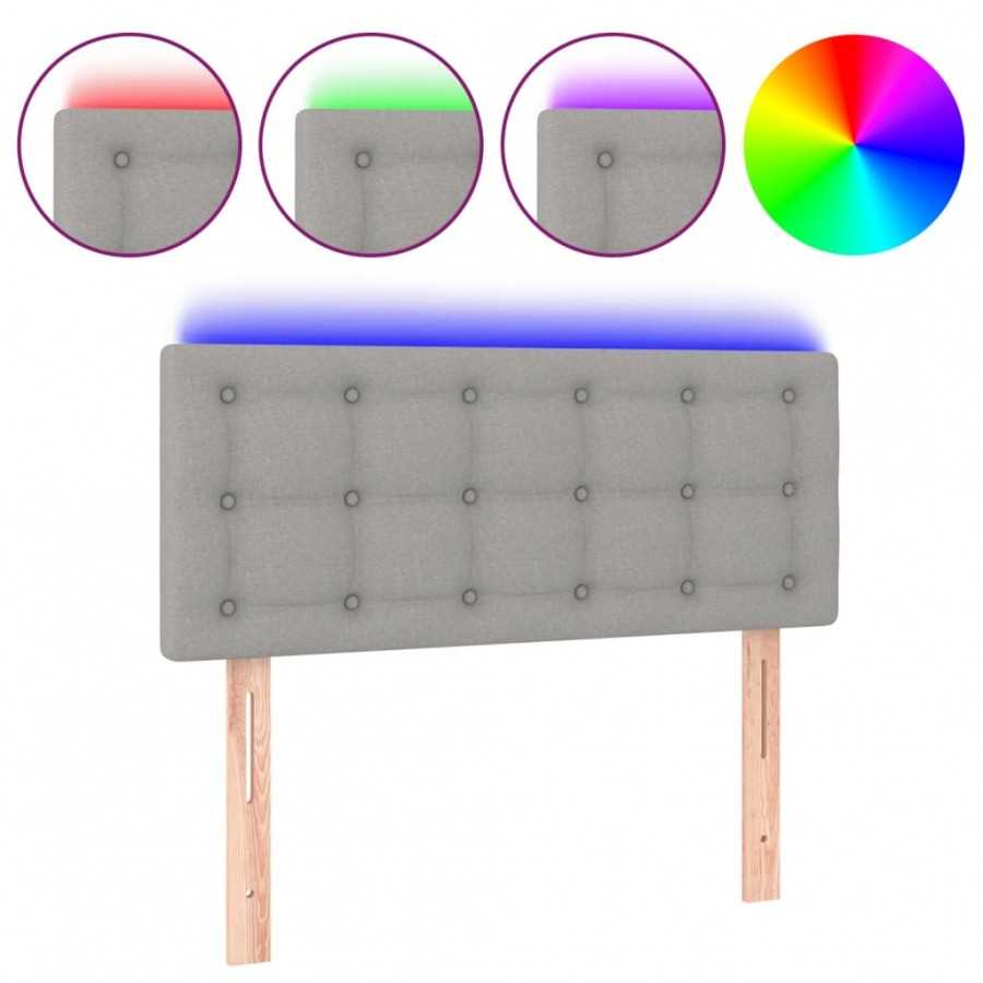 Tête de lit à LED Gris clair 100x5x78/88 cm Tissu