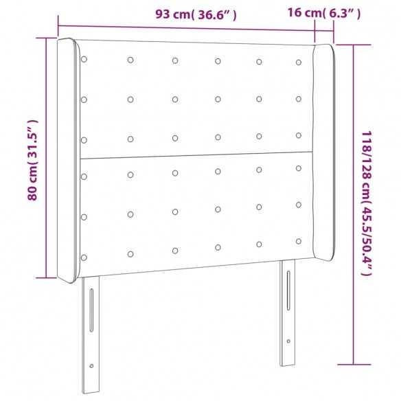 Tête de lit à LED Crème 93x16x118/128 cm Tissu
