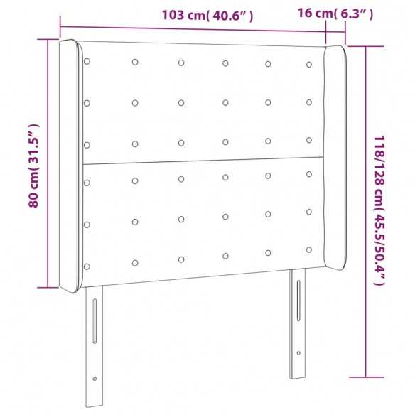 Tête de lit à LED Gris clair 103x16x118/128 cm Tissu