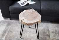 Table d'appoint en bois massif design industriel