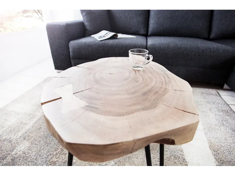 Table d'appoint en bois massif design industriel