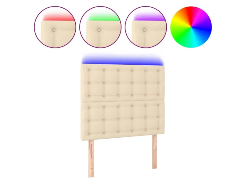 Tête de lit à LED Crème 90x5x118/128 cm Tissu