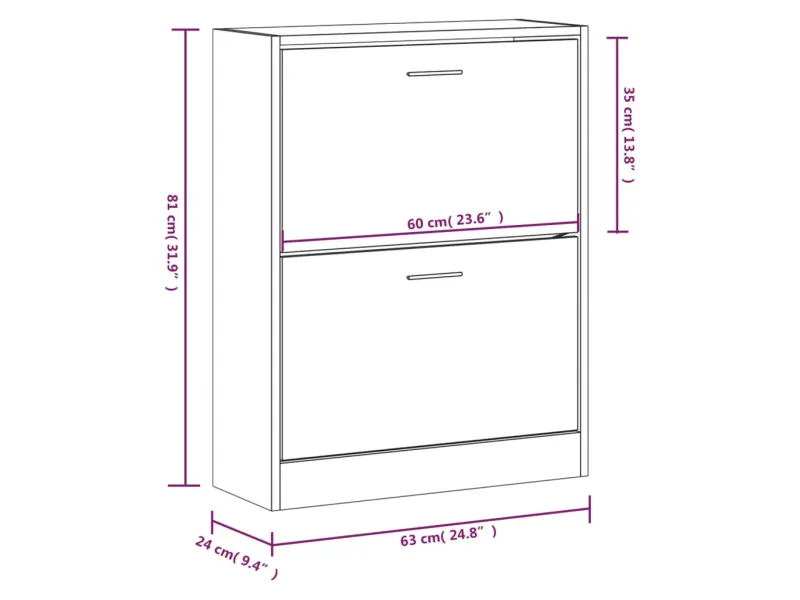 Armoire à chaussures Gris béton 63x24x81 cm Bois d'ingénierie