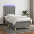 Cadre de lit et matelas et LED Gris foncé 90x200 cm