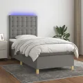 Cadre de lit et matelas et LED Gris foncé 90x190 cm