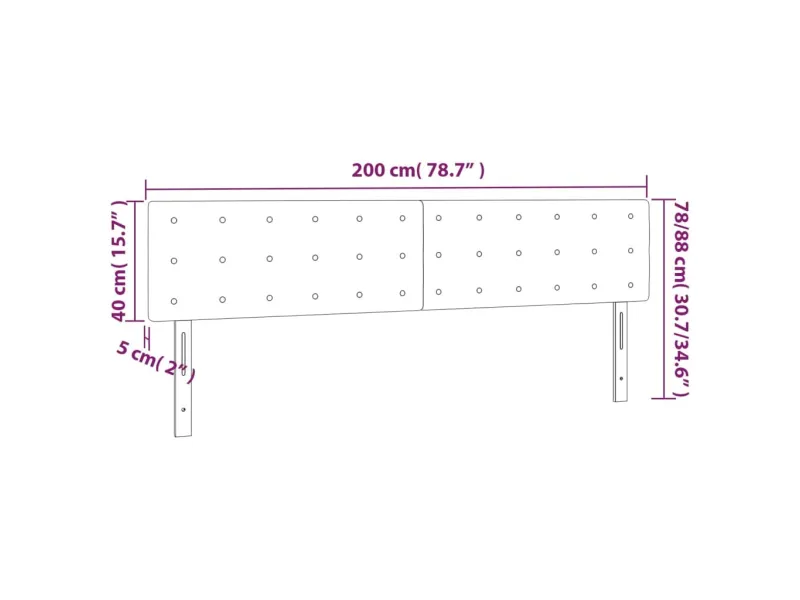 Tête de lit à LED Gris clair 200x5x78/88 cm Tissu