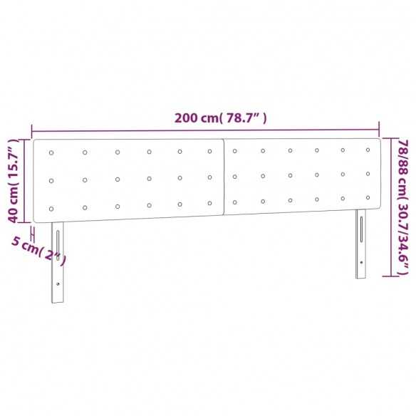 Tête de lit à LED Gris clair 200x5x78/88 cm Tissu