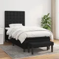 Cadre de lit avec matelas Noir 90x190 cm Tissu