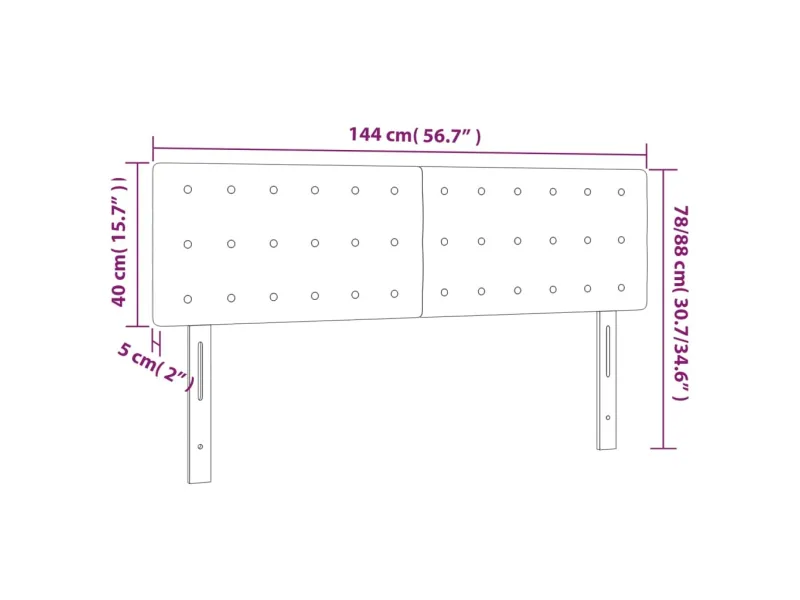 Têtes de lit 2 pcs Crème 72x5x78/88 cm Tissu