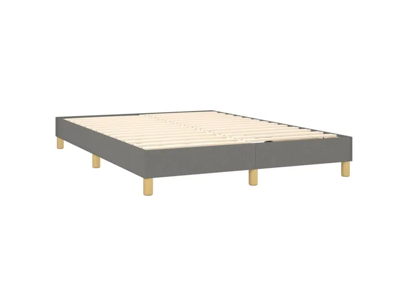 cadre de lit avec matelas Gris foncé 140x200cm Tissu