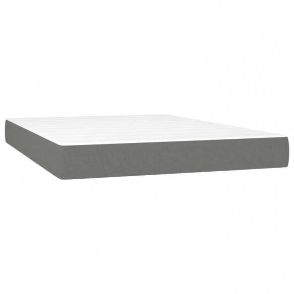 cadre de lit avec matelas Gris foncé 140x200cm Tissu