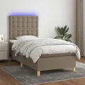 Cadre de lit et matelas et LED Taupe 100x200cm Tissu