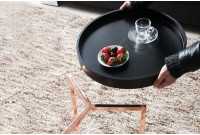 Table d'appoint design en bois noir / métal cuivré