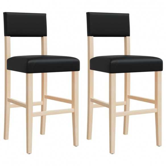 Chaises de bar lot de 2 bois massif d'hévéa et similicuir