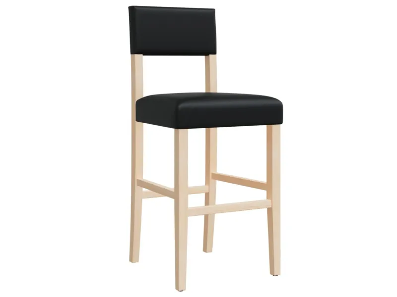 Chaises de bar lot de 2 bois massif d'hévéa et similicuir