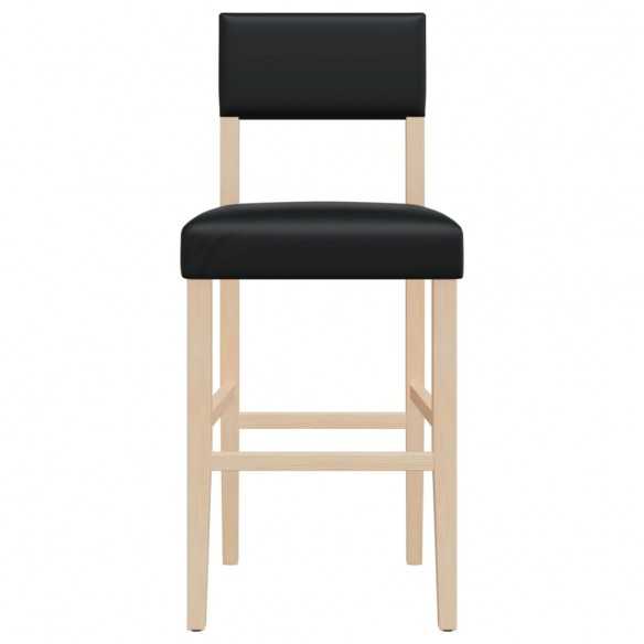 Chaises de bar lot de 2 bois massif d'hévéa et similicuir