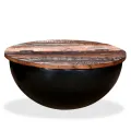 Table basse Bois de récupération massif Noir Forme de bol
