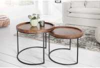 Tables d'appoint GIGOGNE en bois massif et métal