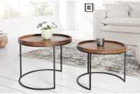 Tables d'appoint GIGOGNE en bois massif et métal