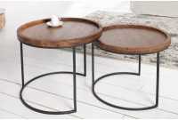 Tables d'appoint GIGOGNE en bois massif et métal
