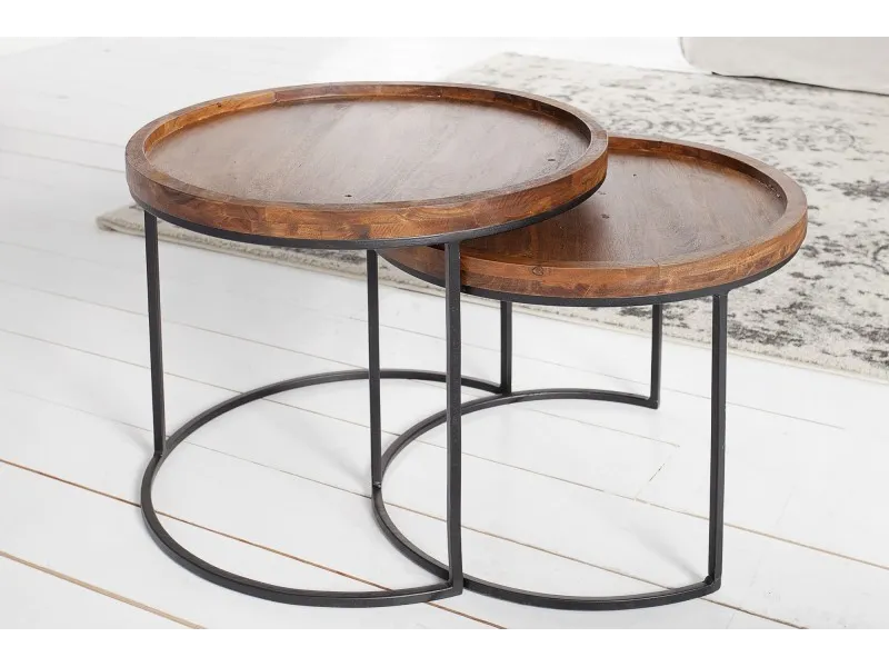 Tables d'appoint GIGOGNE en bois massif et métal