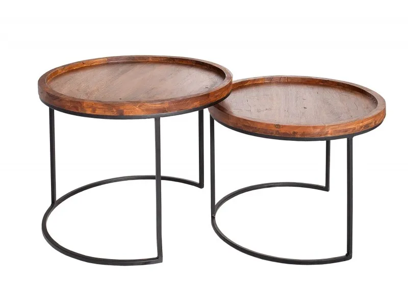 Tables d'appoint GIGOGNE en bois massif et métal