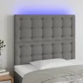 Tête de lit à LED Gris foncé 100x5x118/128 cm Tissu