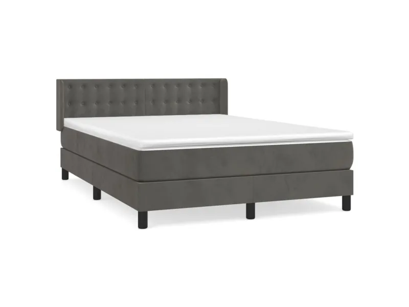 cadre de lit et matelas Gris foncé 140x200cm Velours