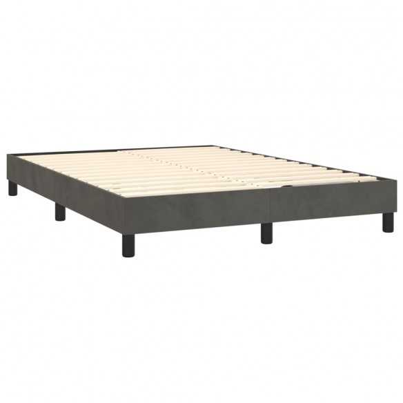 cadre de lit et matelas Gris foncé 140x200cm Velours