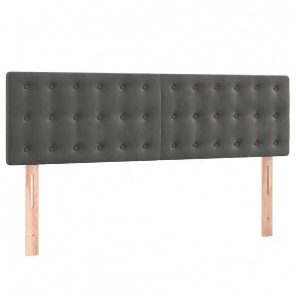 cadre de lit et matelas Gris foncé 140x200cm Velours
