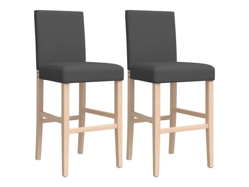 Chaises de bar lot de 2 bois massif d'hévéa et tissu