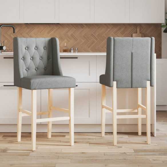 Chaises de bar lot de 2 bois massif d'hévéa et tissu