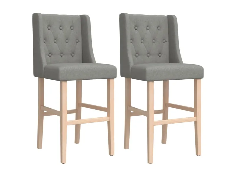 Chaises de bar lot de 2 bois massif d'hévéa et tissu