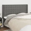 Tête de lit avec oreilles Gris foncé 203x16x118/128 cm Tissu