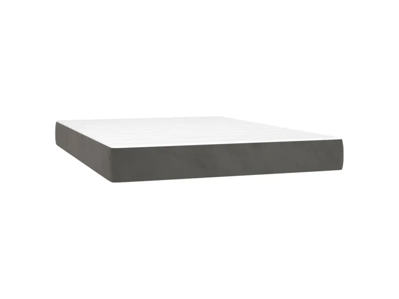 cadre de lit avec matelas LED Gris foncé 140x200 cm