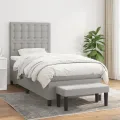 Cadre de lit avec matelas Gris clair 80x200 cm Tissu