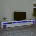 Meuble TV avec lumières LED Blanc brillant 290x36,5x40 cm
