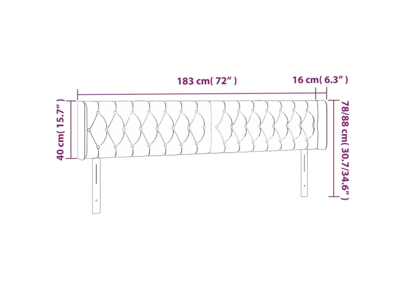 Tête de lit à LED Rose 183x16x78/88 cm Velours