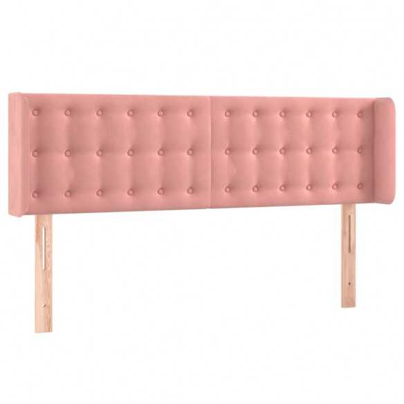 Tête de lit avec oreilles Rose 147x16x78/88 cm Velours