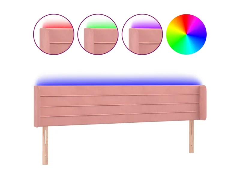 Tête de lit à LED Rose 163x16x78/88 cm Velours