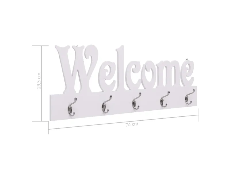 Porte-manteau mural WELCOME Blanc 74x29,5 cm
