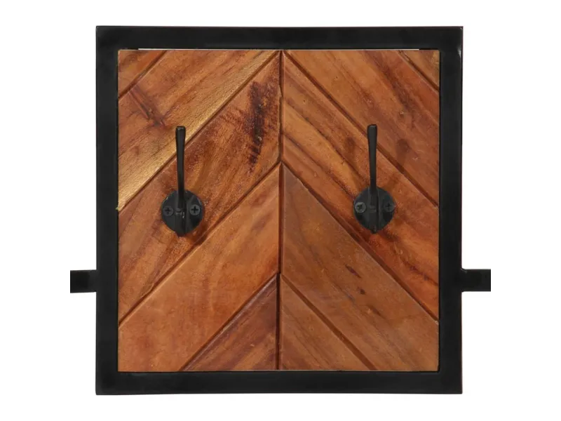 Porte-manteau mural 90x1x35 cm bois massif d'acacia et fer