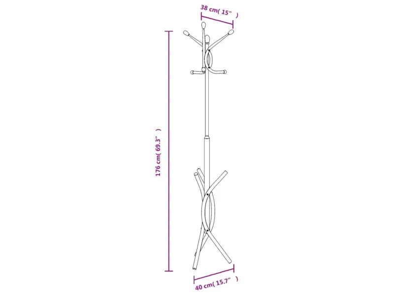Porte-manteau blanc 176 cm fer enduit de poudre
