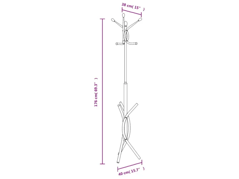 Porte-manteau noir 176 cm fer enduit de poudre