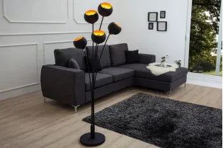 Lampadaire design en métal coloris or noir 170cm