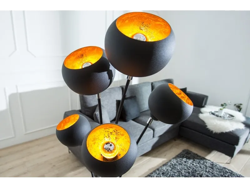Lampadaire design en métal coloris or noir 170cm