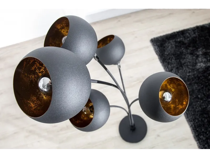 Lampadaire design en métal coloris or noir 170cm