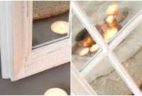 Miroir design Fenêtre avec cadre en bois blanc